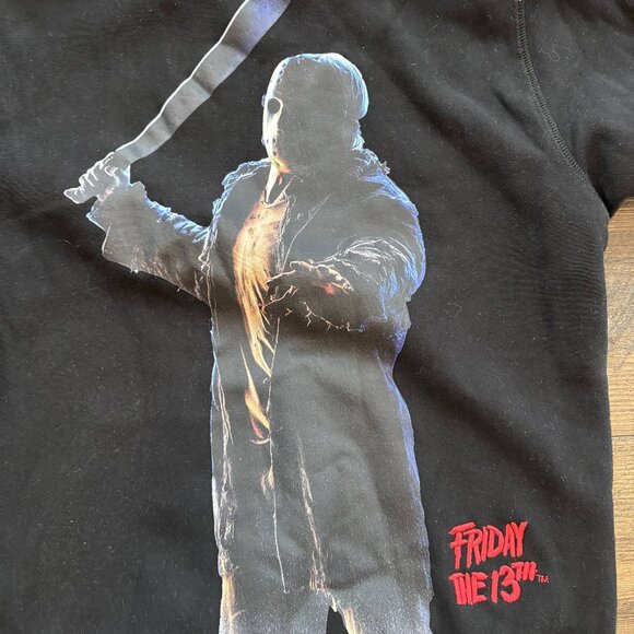 Shoe Palace x Friday The 13th Black Hooded Sweatshirt Jason Voorhees Size Large - Picture 11 of 14